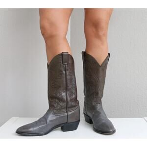 1980's Vintage Justin Distressed Slate Gray Urban Cowboy Boots Men's 9-1/2 to 10